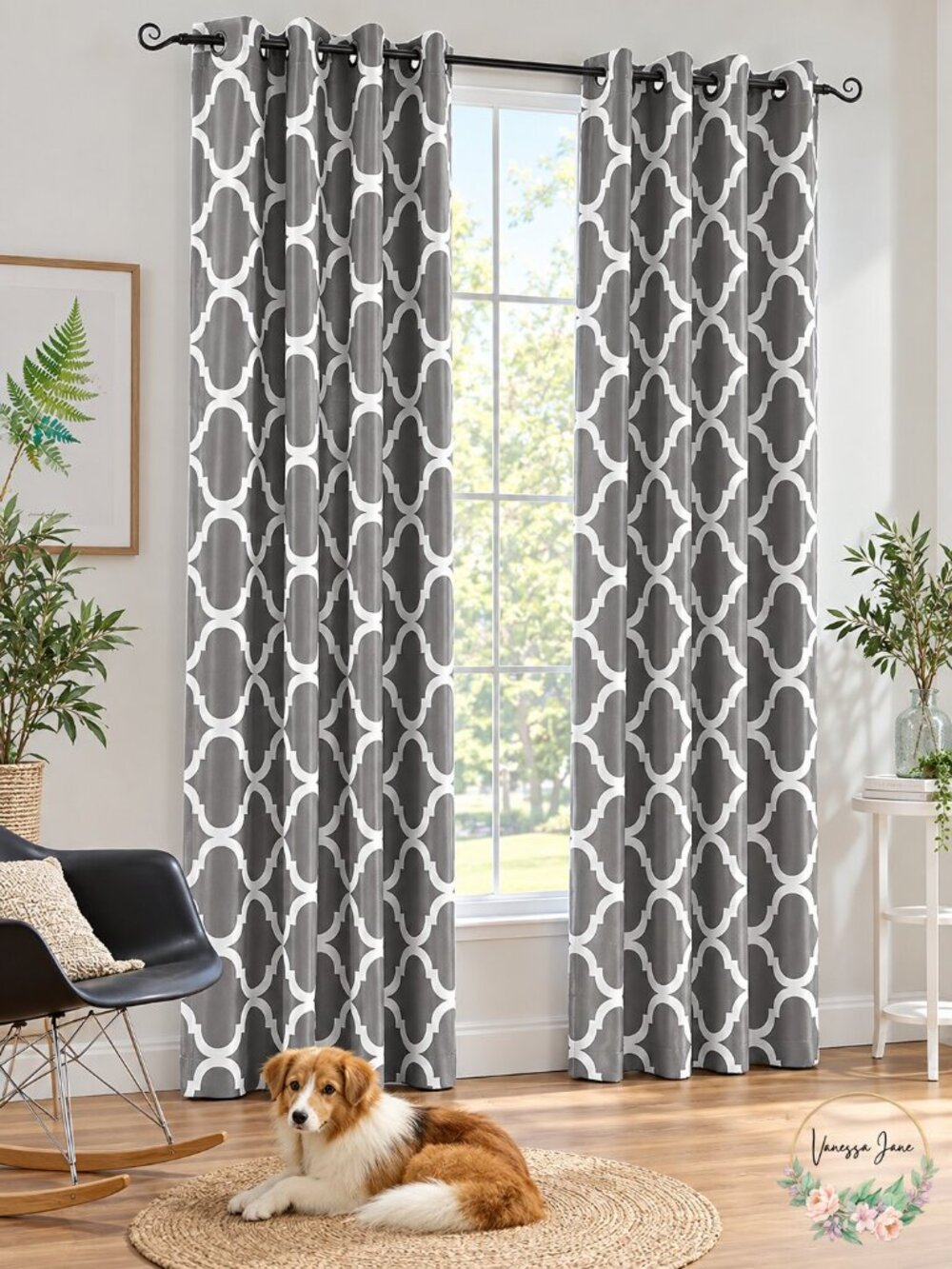 Melodieux Moroccan Fashion Room Darkening Blackout Grommet Top Curtains 50x60
